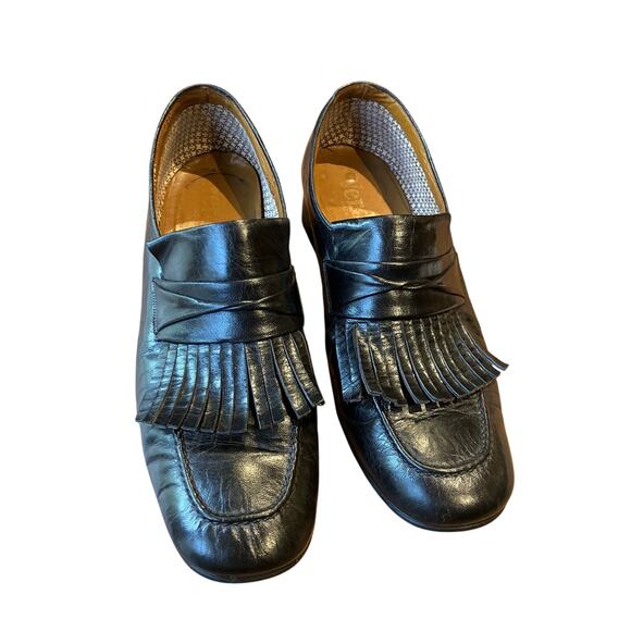 Verde Men’s Black Leather Fringe Loafers Size 10M Classic Slip-On Shoes - Picture 2 of 12